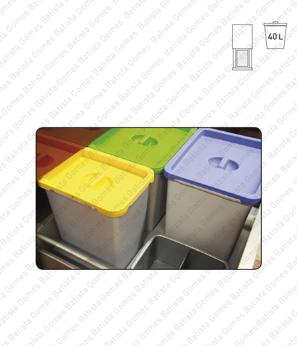 Sistema de baldes para lixo - Para gavet�es - M�d. 600 - 40L